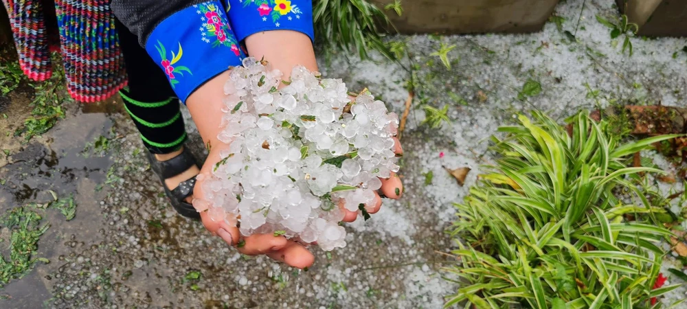 Mưa đá kèm theo lốc xoáy gây thiệc hại hoa màu , nhà ở người dân