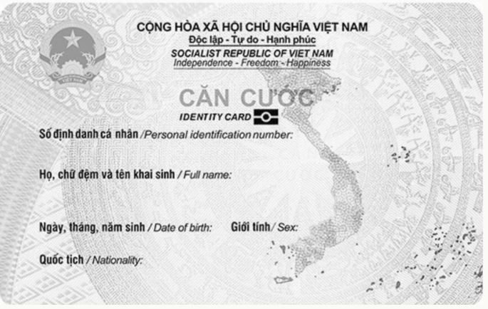 Mẫu thẻ căn cước cho trẻ 0-6 tuổi.