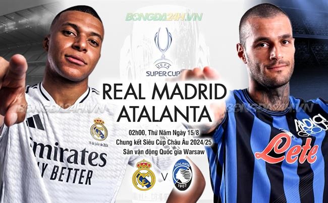 Soi kèo Real Madrid vs Atalanta, 2h00 ngày 15/8/2024