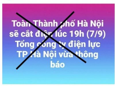 Thông tin cắt điện toàn Hà Nội vào tối nay vì bão Yagi là tin giả