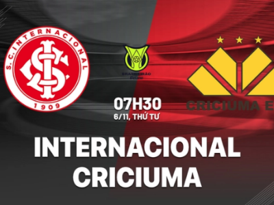 Internacional vs Criciuma, 7h30 ngày 6/11