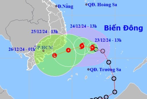 Bão số 10 hướng vào vùng biển Phú Yên đến Bà Rịa-Vũng Tàu
